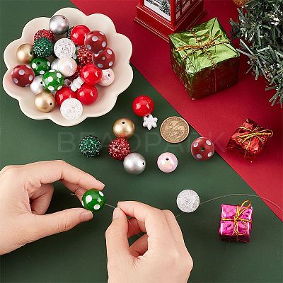 50Pcs 10 Style Christmas Theme Acrylic Beads SACR-SC0001-22-1