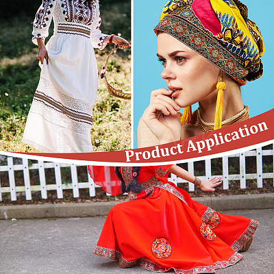Ethnic Style Embroidery Polyester Ribbons OCOR-WH0070-04D-1