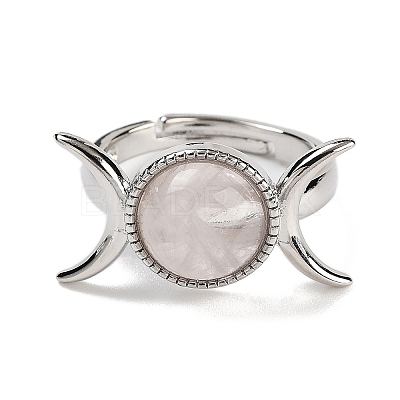 Natural Rose Quartz Adjustable Rings RJEW-K271-01P-08-1