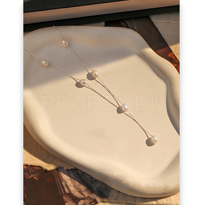 925 Sterling Silver with Natural Freshwater Pearl Potato Link Chain Y Necklaces for Women FS-WG86156-01-1