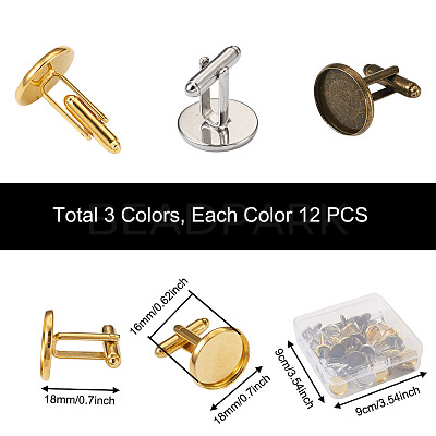 36Pcs 3 Colors Brass Cufflinks KK-PJ0001-17-1
