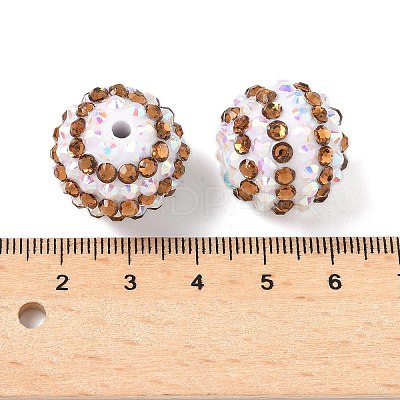 Striped Resin Rhinestone Beads OACR-A037-01E-1