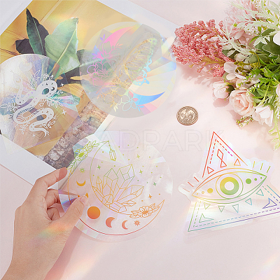 4Pcs 4 Styles PET Rainbow Window Clings Stickers DIY-GF0007-63-1
