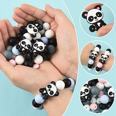 40Pcs 10 Styles Silicone Beads SIL-FS0001-27A-1