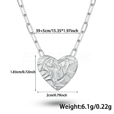 Anti-Tarnish Heart Rhodium Plated Sterling Silver Paperclip Chains Pendant Necklaces for Women UH9338-3-1