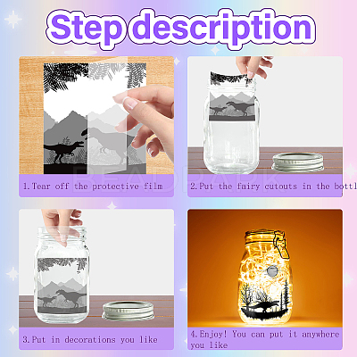 PVC Lamp Film for DIY Colorful Light Hanging Lamp Frosted Glass Jar DIY-WH0408-001-1
