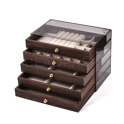 5-Tier PET Plastic Jewelry Storage Drawer Boxes CON-N016-02-1
