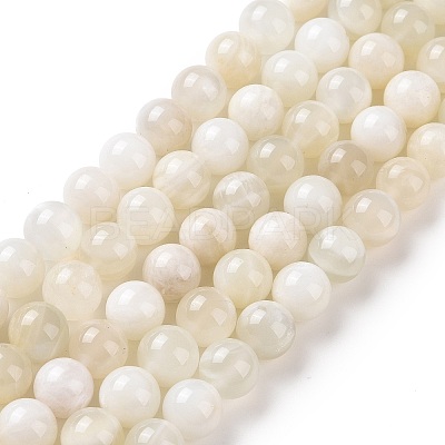 Natural White Moonstone Beads Strands G-F674-08-8mm-01-1
