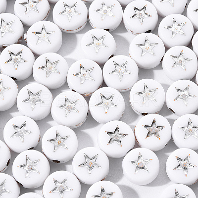 White Opaque Acrylic Beads PACR-YW0001-04B-1
