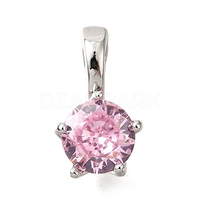 Brass Micro Pave Cubic Zirconia Charms KK-D356-05D-P-1
