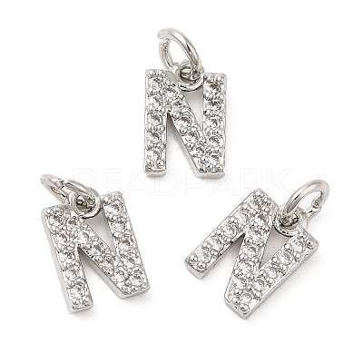 Brass Micro Pave Grade AAA Cubic Zirconia Charms ZIRC-P067-11P-N-NR-1