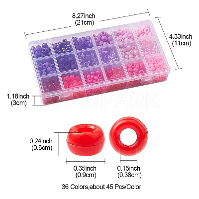 1620Pcs 36 Style Transparent & Opaque Plastic Beads KY-YW0001-42-1