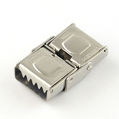 Tarnish Resistant Smooth Surface 201 Stainless Steel Watch Band Clasps X-STAS-R063-79-1