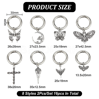 16Pcs 8 Style Cross/Butterfly/Moon Alloy Shoe Decoration HJEW-AB00624-1