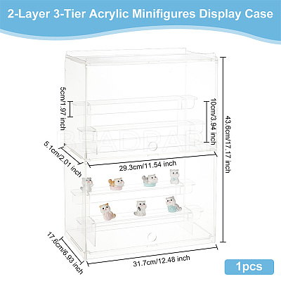 2-Layer 3-Tier Acrylic Minifigures Display Case ODIS-WH0038-49-1