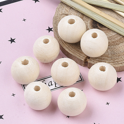 Unfinished Natural Wood Beads X-WOOD-S651-A30mm-LF-1