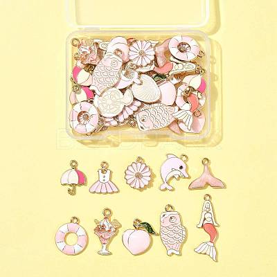 48Pcs 12 Styles Alloy Enamel Pendants ENAM-FS0003-50-1