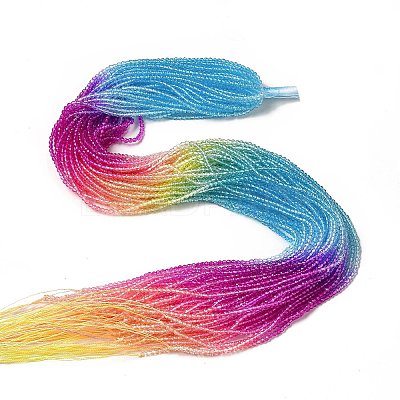 Transparent Gradient Color Glass Beads Strands GLAA-H021-01A-16-1