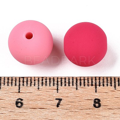 Rubberized Style Imitated Silicone Acrylic Beads MACR-T048-01B-15-1