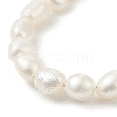 Natural Baroque Pearl Beaded Necklace & Bracelet with 304 Stainless Steel Paperclip Chains SJEW-JS01262-1