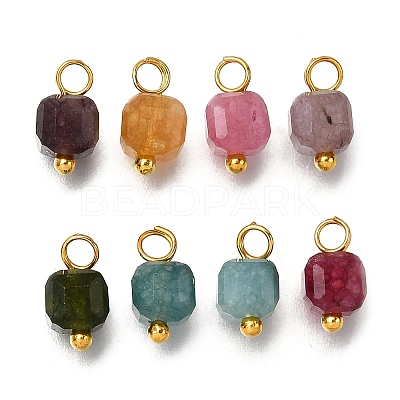 Natural Colorful Tourmaline Faceted Table Cut Cube Charms X-PALLOY-JF04367-01-1