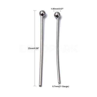 Tarnish Resistant 304 Stainless Steel Ball Head Pins X-STAS-M010-25mm-01-1