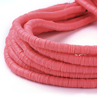 Flat Round Handmade Polymer Clay Beads CLAY-R067-6.0mm-25-1