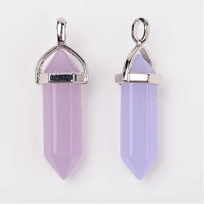 Bullet Imitation Jade Glass Pointed Pendants G-F295-01B-1