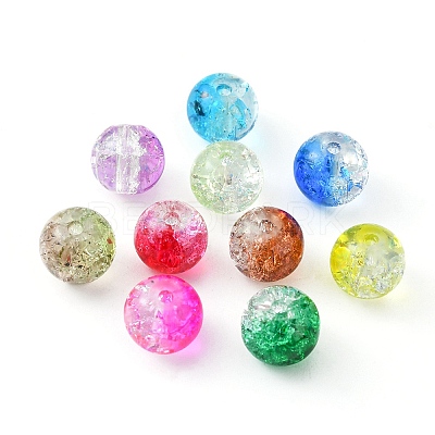 200Pcs 10 Colors Baking Paint Crackle Glass Bead Strands CCG-YW0001-17-1
