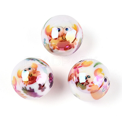Ocean Theme Printed Opaque Acrylic Beads MACR-T048-07A-1