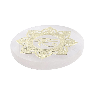 Flat Round Natural Selenite Slice Coasters DJEW-C015-02B-1