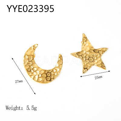 Stylish 304 Stainless Steel Star Moon Stud Earrings WQ3777-2-1