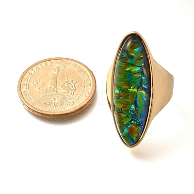 Resin Horse Eye Finger Rings RJEW-R006-01G-02-1