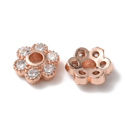 Rack Plating Brass Cubic Zirconia Bead Cap KK-C020-12A-RG-1