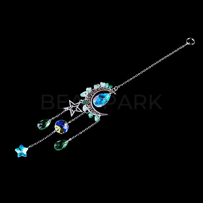 Moon & Star Alloy Hanging Ornaments HJEW-TADJ0023-1