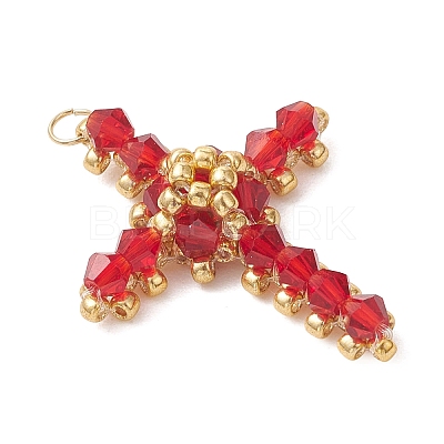 Glass Seed Beaded Pendants PALLOY-MZ01287-02-1