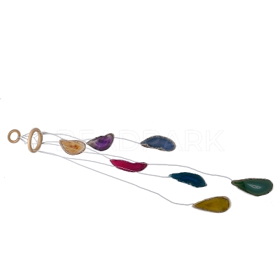 Chakra Natural Dyed Agate Piece Hanging Ornament HJEW-R126-01A-1