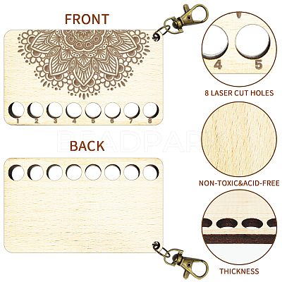 Mandala Flower Pattern 8-Position Wood Embroidery Thread Storage Trays TOOL-WH0056-001-1