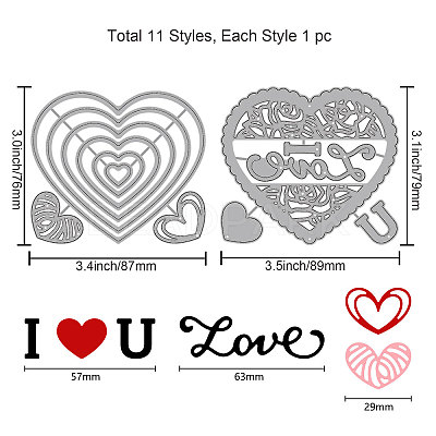 GLOBELAND 2Pcs 2 Styles Valentine's Day Carbon Steel Cutting Dies Stencils DIY-DM0004-08-1