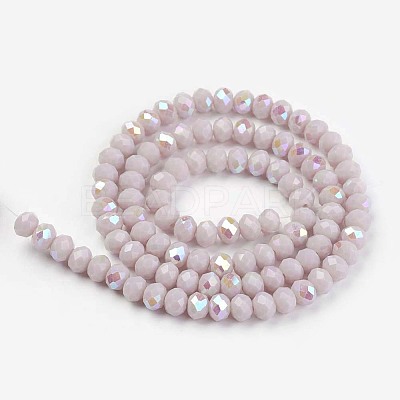 Electroplate Opaque Solid Color Glass Beads Strands EGLA-A034-P8mm-L08-1