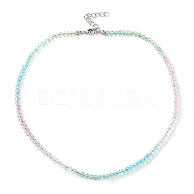 Bling Glass Round Beaded Necklace for Women NJEW-PH01490-03-1