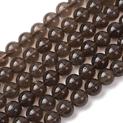 Natural Smoky Quartz Round Beads Strands G-E329-8mm-38C-1