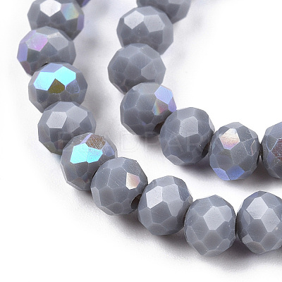 Electroplate Opaque Solid Color Glass Beads Strands EGLA-A034-P8mm-L23-1