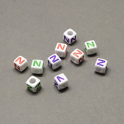 Large Hole Colorful Acrylic Letter European Beads SACR-Q104-02Z-1