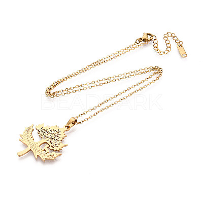 304 Stainless Steel Pendant Necklaces NJEW-T018-50G-1