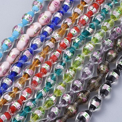 Handmade Silver Foil Glass Lampwork Beads LAMP-Q030-02-M-1