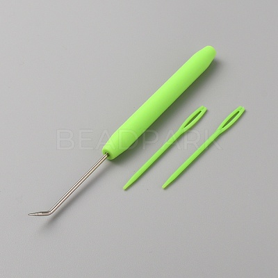 Plastic & Iron Bent Tip Crochet Needle TOOL-WH0159-06C-1