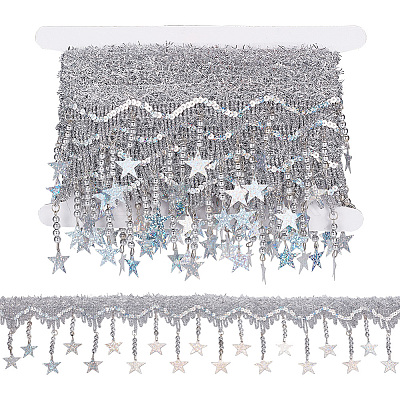4.5M Sparkle Polyester Tassel Lace Trims OCOR-NB0001-68B-1