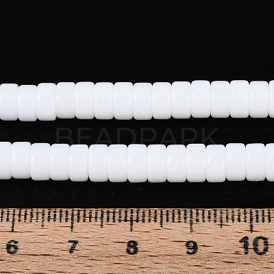 Opaque Solid Color Glass Beads Strands GLAA-N026-3x6mm-02-1