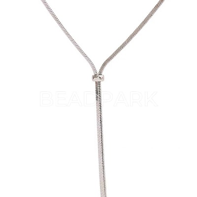 316 Surgical Stainless Steel Snake Chain Slider Lariat Necklaces for Women FS-WG6B247-01-1